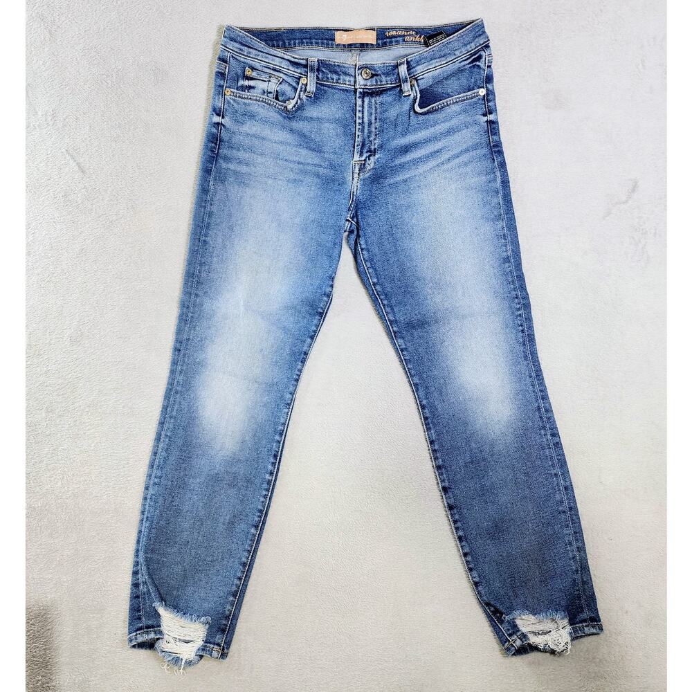 7 For All Mankind Roxanne Ankle Jeans Medium Wash Mid Rise Womens Size 31
